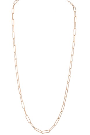 Worn Gold Paperclip Chain Long Necklace