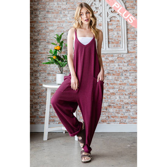 Textured Jumpsuit (Burgundy)