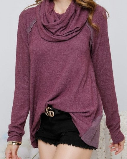 Brushed Cowl Neck Top