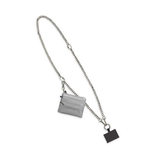 Clip & Go Crossbody Chain w/Zippered Pouch: Silver